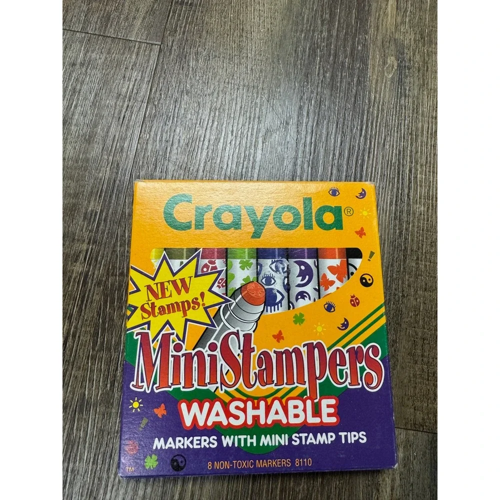 Vintage 1995 Crayola Mini Stampers Washable Markers 8 Count Set 8110 Made in USA